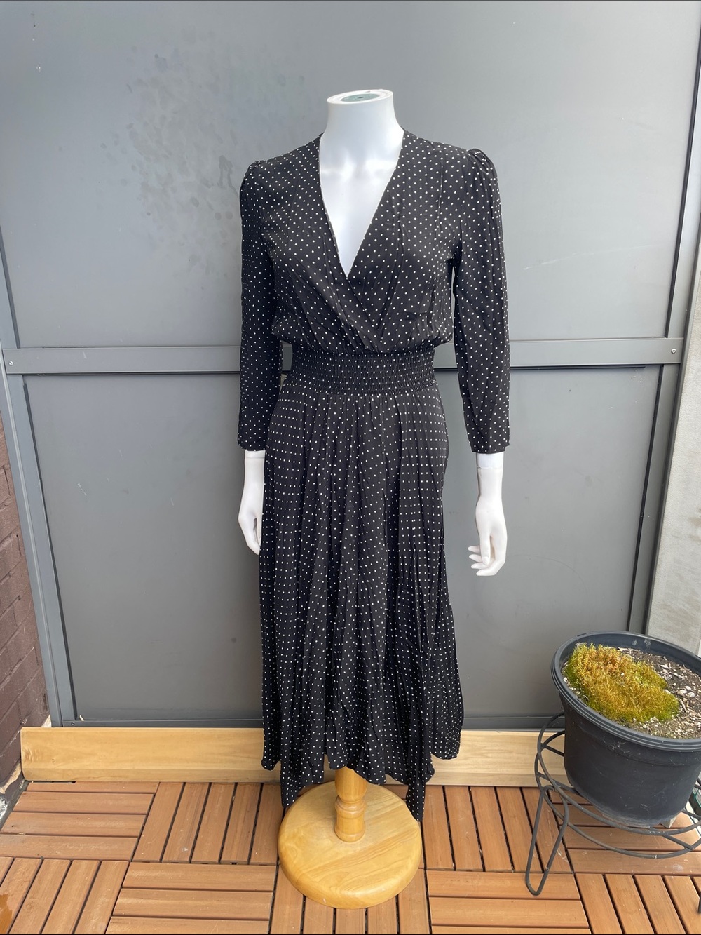 MAJE Black Polka Dot Midi Dress Size 34 - Picture 3 of 13